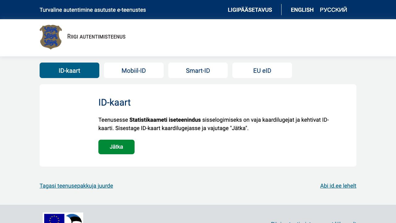 Statistikaameti iseteenindusse sisenemise autentimisviisid